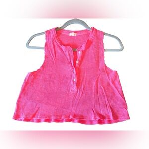 Aerie Pink Waffle Tank Top Cropped Size XS